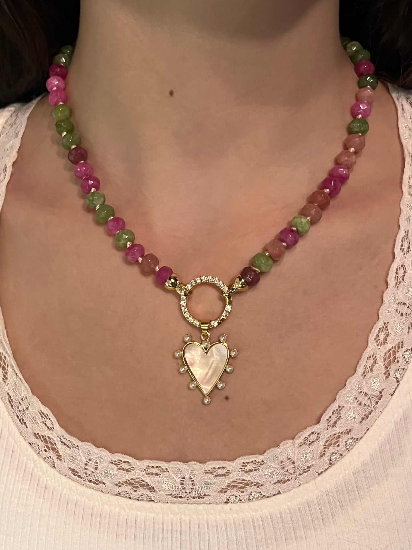 Agate faceted multi - pink