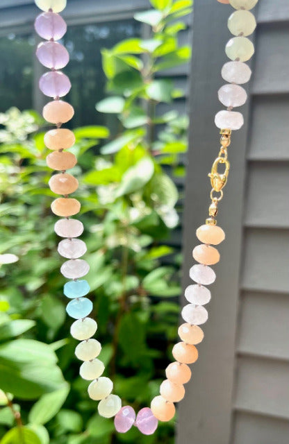 Quartz pastel hand knotted necklace